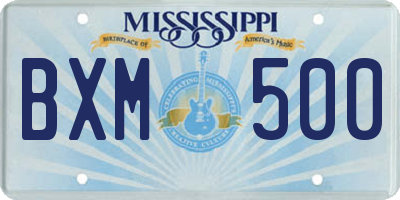 MS license plate BXM500