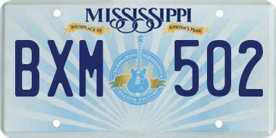 MS license plate BXM502