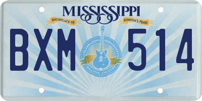 MS license plate BXM514