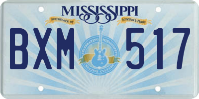 MS license plate BXM517