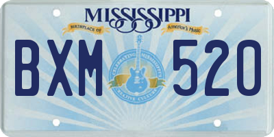 MS license plate BXM520