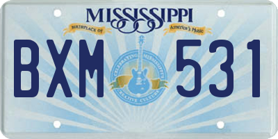 MS license plate BXM531