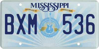 MS license plate BXM536