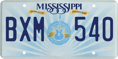 MS license plate BXM540