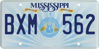 MS license plate BXM562