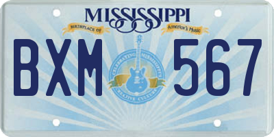 MS license plate BXM567