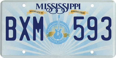 MS license plate BXM593
