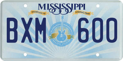 MS license plate BXM600
