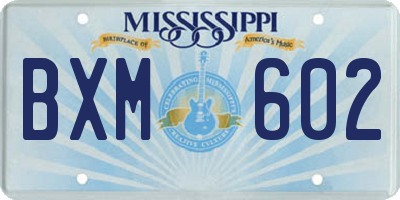 MS license plate BXM602