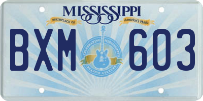 MS license plate BXM603