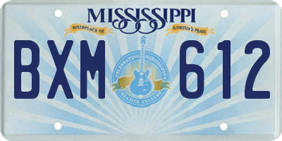 MS license plate BXM612