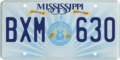 MS license plate BXM630