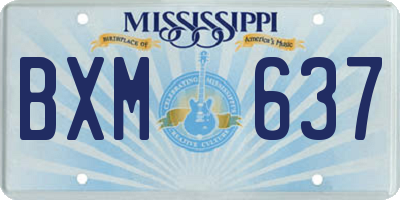 MS license plate BXM637