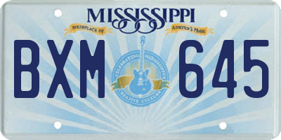 MS license plate BXM645