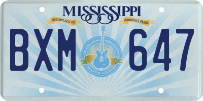 MS license plate BXM647