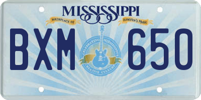MS license plate BXM650