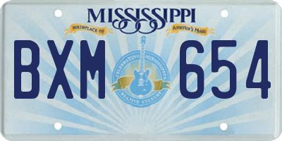 MS license plate BXM654