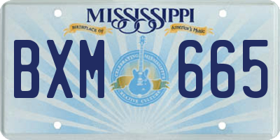 MS license plate BXM665