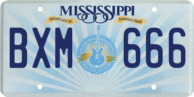 MS license plate BXM666