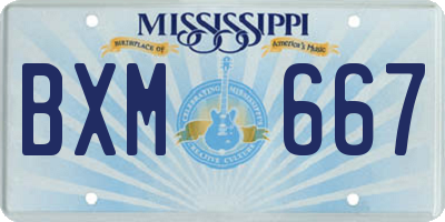 MS license plate BXM667