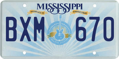 MS license plate BXM670