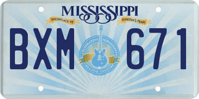 MS license plate BXM671