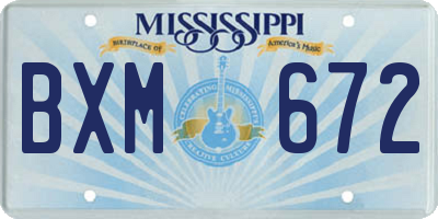 MS license plate BXM672