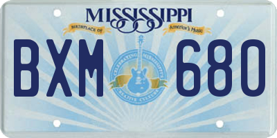 MS license plate BXM680