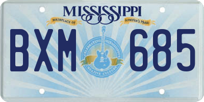 MS license plate BXM685