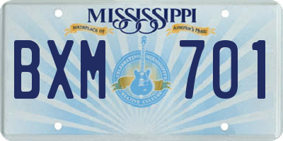 MS license plate BXM701