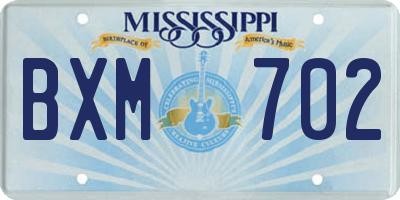 MS license plate BXM702