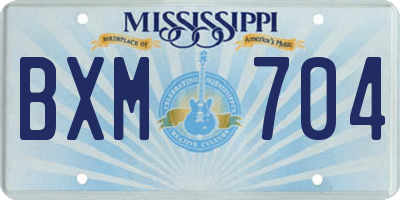 MS license plate BXM704