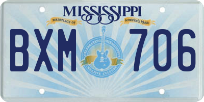 MS license plate BXM706