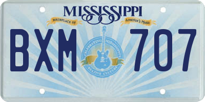 MS license plate BXM707