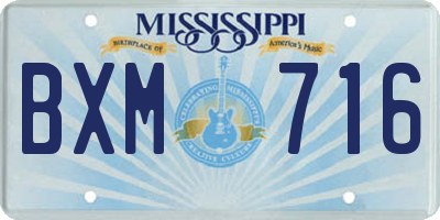 MS license plate BXM716