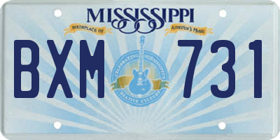 MS license plate BXM731
