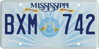 MS license plate BXM742