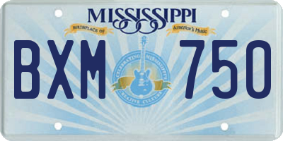 MS license plate BXM750