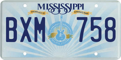 MS license plate BXM758