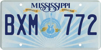 MS license plate BXM772
