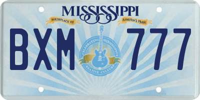 MS license plate BXM777