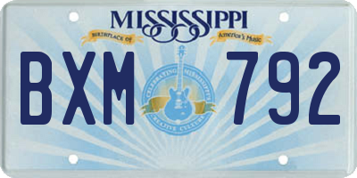 MS license plate BXM792