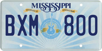 MS license plate BXM800
