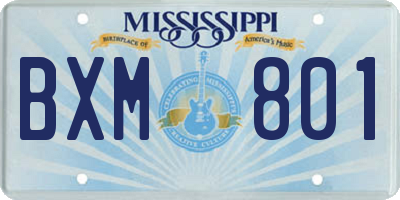 MS license plate BXM801