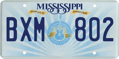 MS license plate BXM802
