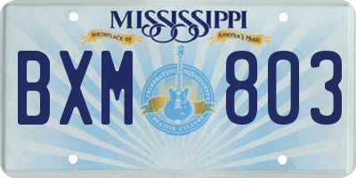 MS license plate BXM803