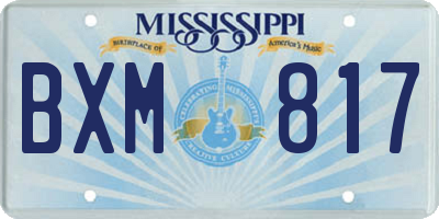 MS license plate BXM817