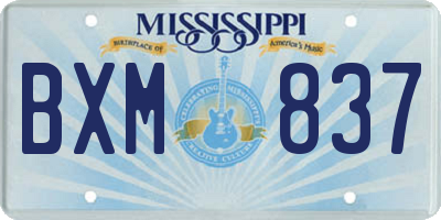 MS license plate BXM837