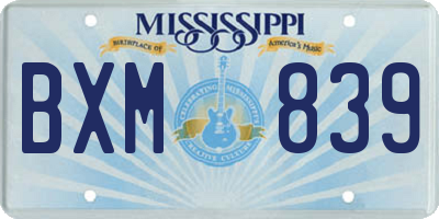 MS license plate BXM839