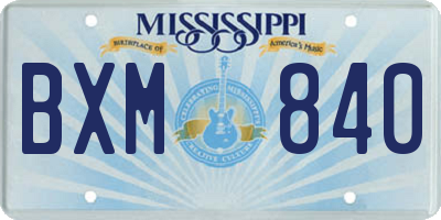 MS license plate BXM840